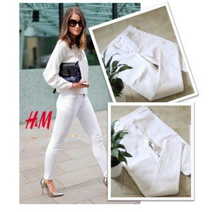 H&M White Skinny Ankle Jeans